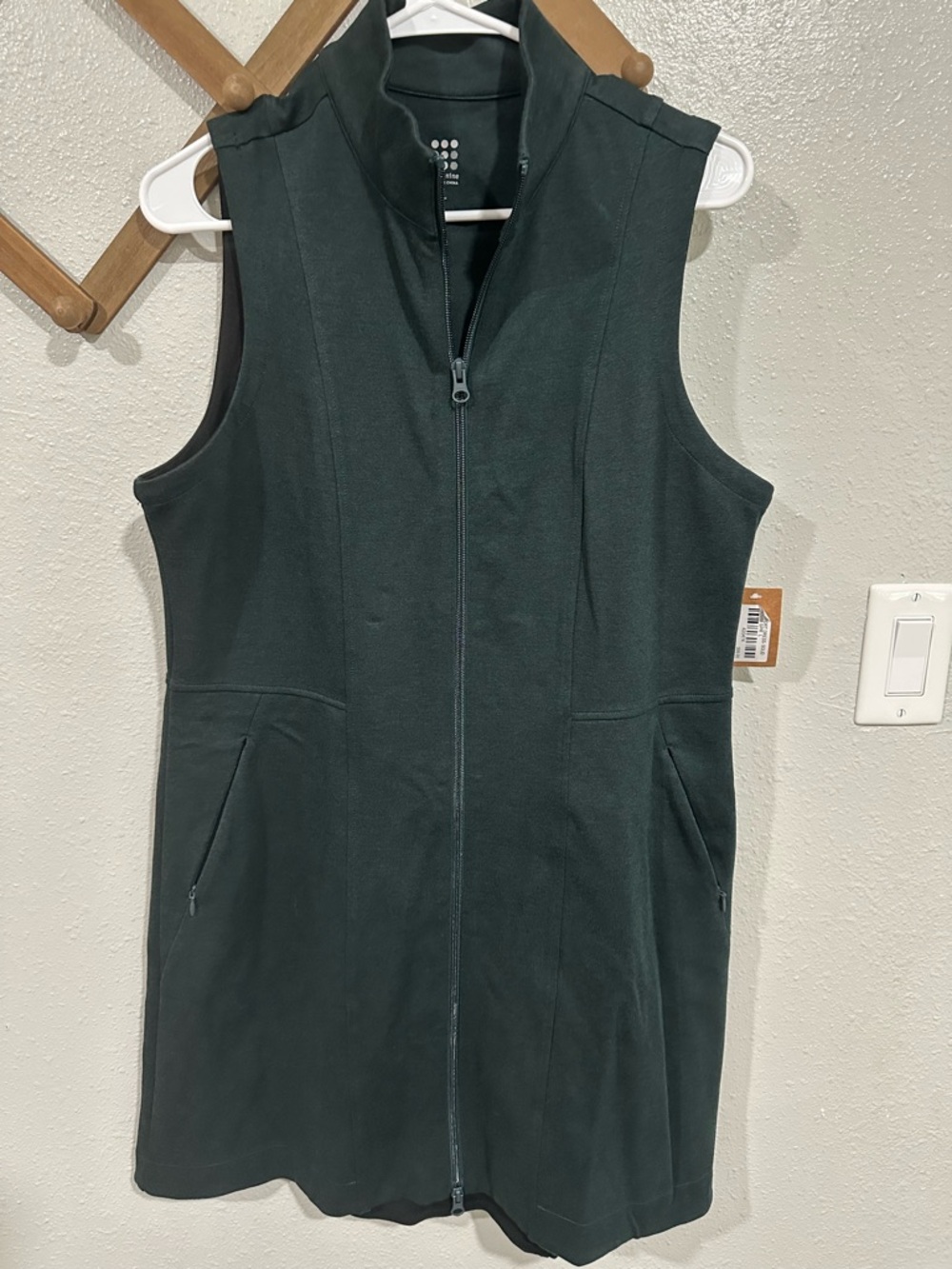 NWT Title Nine Passport Ponte Full Zip Dress Sleeveless Mock Neck  Green Size L